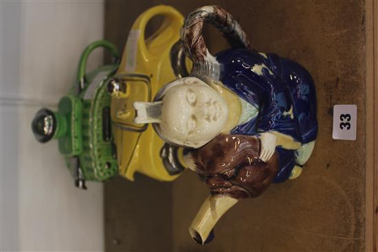 Green tank tea pot, other tea pot and china man tea pot